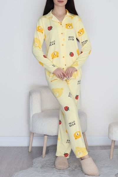 Soft Milan Düğmeli Pijama Takımı Sarıçilek - 7511.1287.