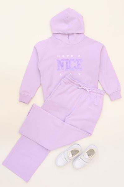 6-9 Yaş Şardonlu Yumoş Kumaş Takım Lila - 6264359.1576.