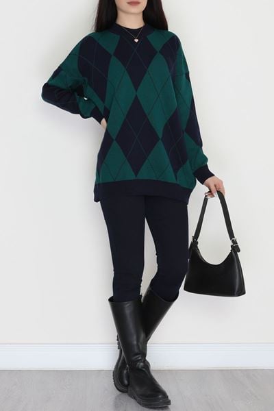 Etnik Desen Triko Lacivert Nefti - 3038.1577.