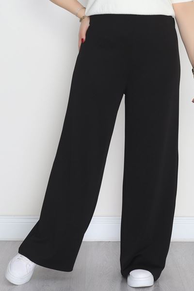 Full Likra İthal Krep Yandan Fermuarlı Büyük Beden Pantolon Siyah - 90162.1837.