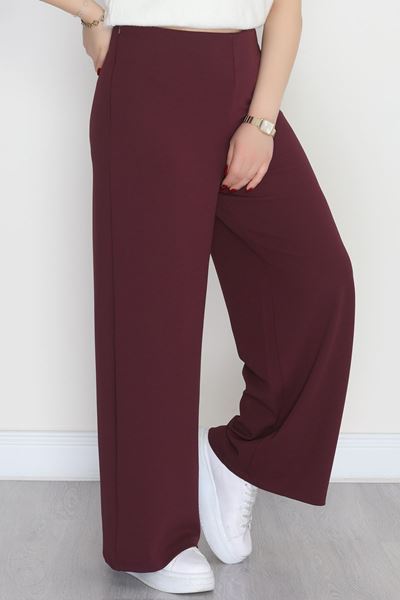 Full Likra İthal Krep Yandan Fermuarlı Büyük Beden Pantolon Sumak - 90162.1837.