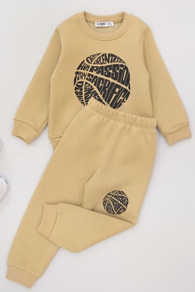 3-7 Yaş 3 İplik Şardonlu İkili Takım Bej - 50805.1867.