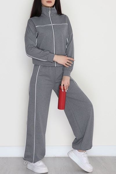 Biyeli 2 İplik Eşofman Takımı Füme - 50794.1857.