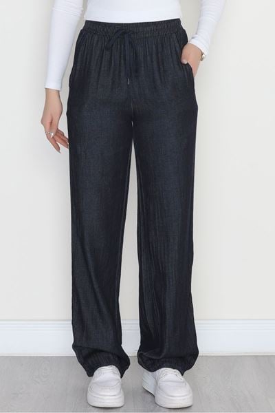 Kırışık Efektli Tensel Pantolon Koyumavi - 42439.1431.