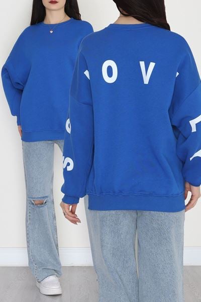 3 İplik Şardonlu Oversize Sweat Saks - 50918.1878.