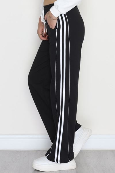 Şeritli 2 İplik Eşofman Altı Siyah - 52028.1005.