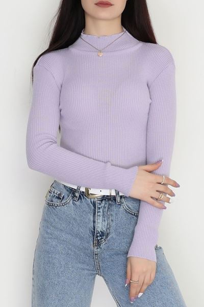 Yarım Balıkçı Yaka Triko Lila - 4049.2043.