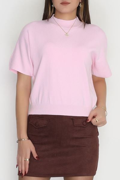 Kısa Kollu Triko Pudra - 2308.1765.