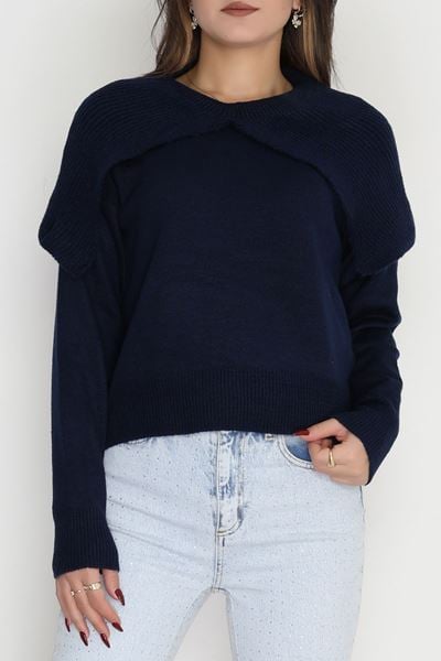 Şal Yaka Triko Lacivert - 2256.1765.