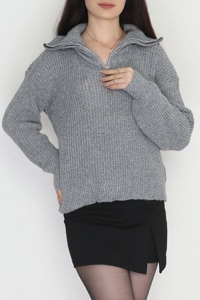 Dik Yaka Triko Gri - 31055.1766.