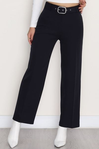 Kemerli Palazzo Pantolon Lacivert - 24194.1397.