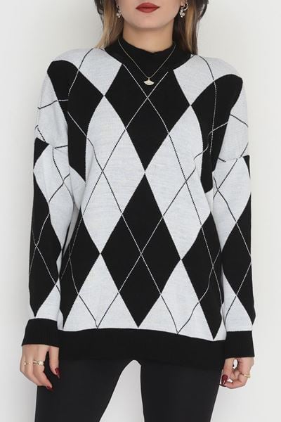 Etnik Desen Triko Siyahlatte - 3038.1577.