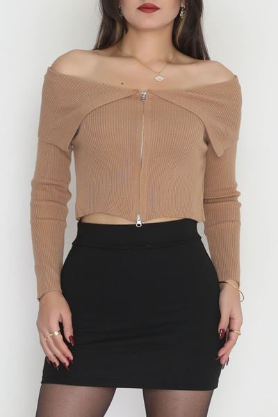 Fermuarlı Triko Sütlükahve - 2252.1765.