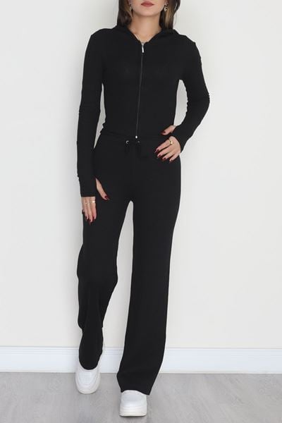 Fermuarlı Kapşonlu Likralı Kaşkorse Takım Siyah - 42621.1748.