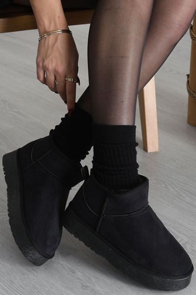 Yüksek Tabanlı İçi Kürklü Mini Bot Siyah - 31569.2110.