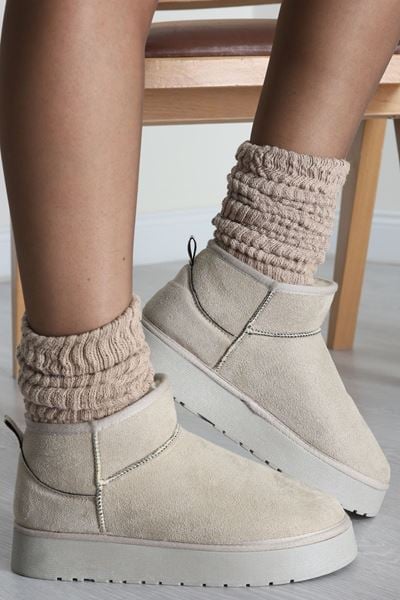 Yüksek Tabanlı İçi Kürklü Mini Bot Taş - 31569.2110.