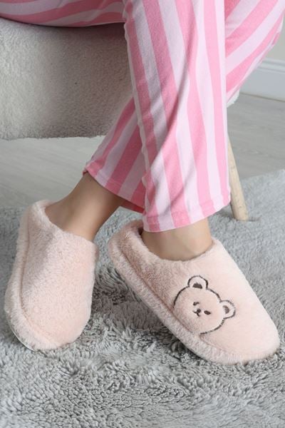 Peluş Ayıcıklı Ev Terliği Pudra - 31465.264.