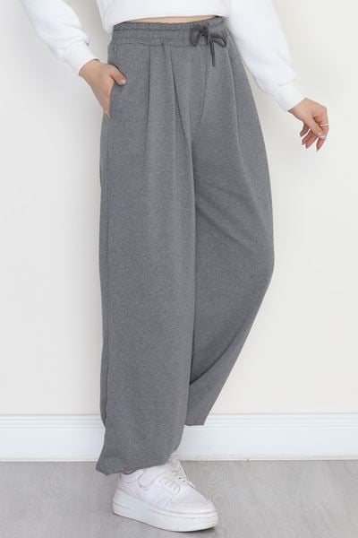 Paça Lastikli 2 İplik Pileli Eşofman Altı Füme - 52008.1857.