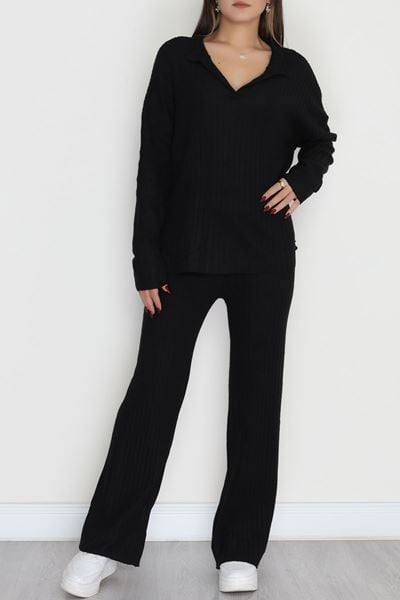 Polo Yaka İnterlok Kumaş İkili Takım Siyah - 42634.1567.