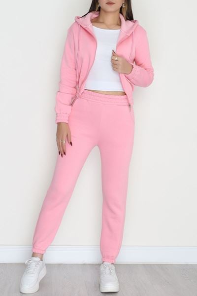 3 İplik Crop Eşofman Takımı Açıkpembe - 50913.1878.