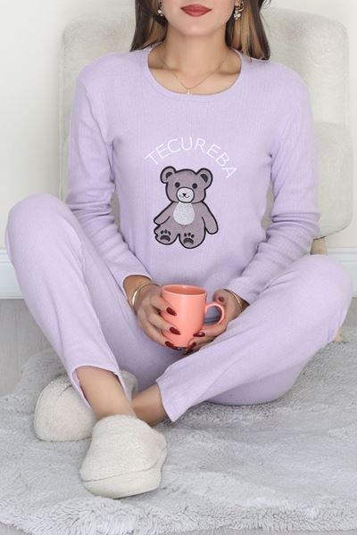 Nakışlı İnterlok Pijama Takımı Açıklila - 800.1287.