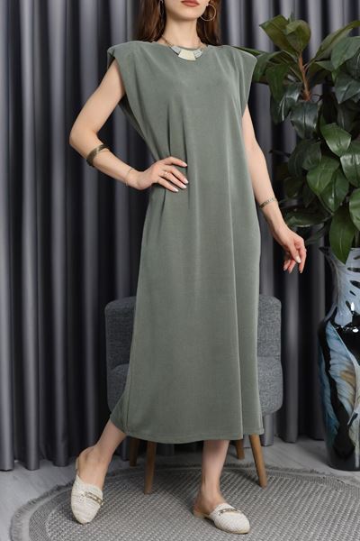 Pike Modal Vatkalı Elbise Haki - 90066.1758.