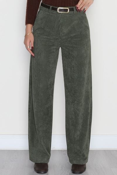 Fitilli Likralı Kadife Pantolon Haki - 51027.1920.
