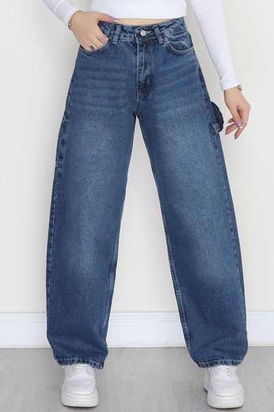 Carpenter Detaylı Baggy Kot Pantolon Lacivert - 40087.1184.