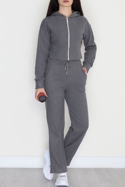 Fermuarlı Kapşonlu Selanik İkili Takım Antrasit - 42639.1567.