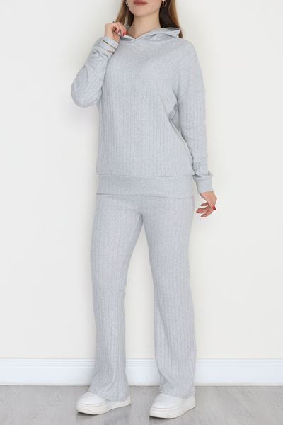 Kapşonlu İnterlok Kumaş İkili Takım Gri - 42636.1567.