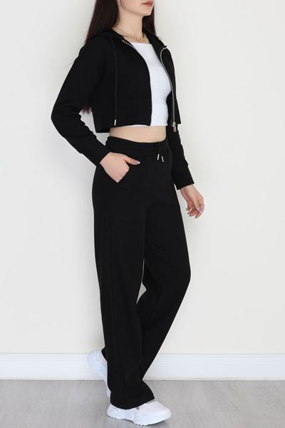 Fermuarlı Kapşonlu Selanik İkili Takım Siyah - 42639.1567.