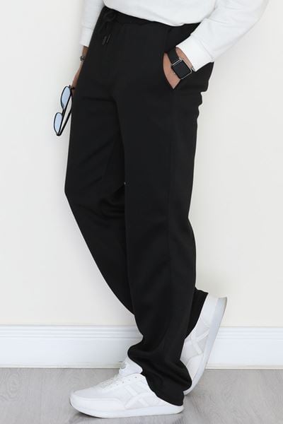 Yanları Çımalı Pike Erkek Pantolon Siyah - 42622.1837.