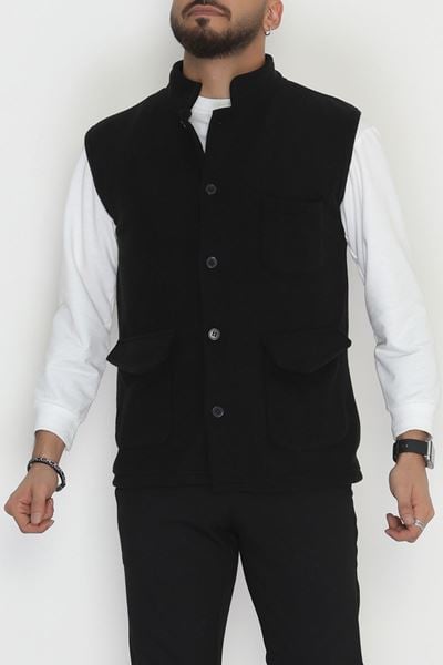 Tüylenmeyen Erkek Polar Yelek Siyah - 42598.1937.