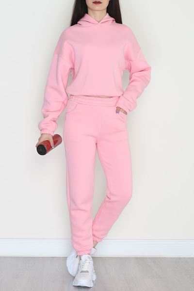 3 İplik Şardonlu Eşofman Takımı Pembe - 52049.1878.