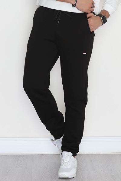 Paçası Lastikli 3 İplik Şardonlu Erkek Eşofman Altı Siyah - 42625.1937.