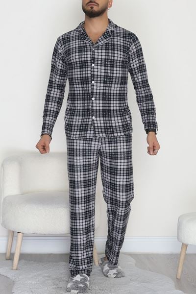 Önü Düğmeli Süet Erkek Pijama Takımı Grilaci - 42662.2028.