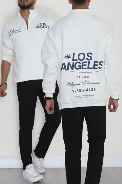 3 İplik Şardonlu Baskılı Erkek Sweat Ekru - 31610.1872.