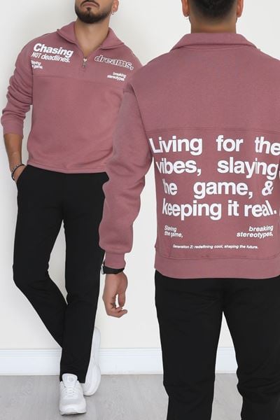 3 İplik Şardonlu Baskılı Erkek Sweat Gülkurusu - 31610.1872.