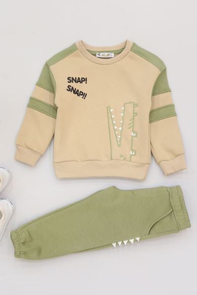 2-5 Yaş Şardonlu Yumoş Kumaş Takım Yeşilbej - 1264041.1576.