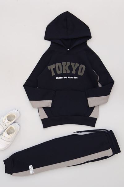 6-9 Yaş 3 İplik Şardonlu Takım Lacivert - 2264031.1576.