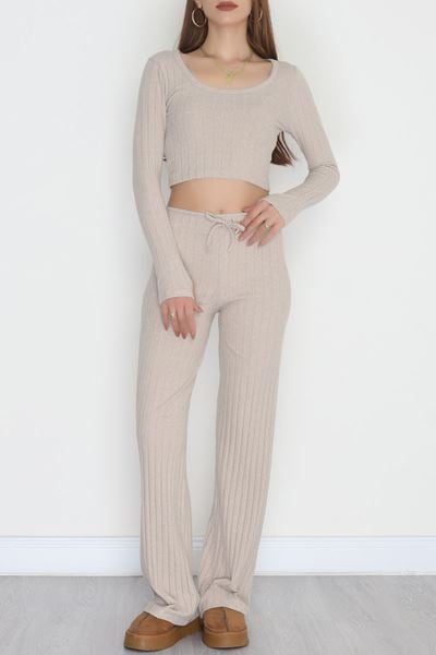 Parmak Geçmeli İnterlok Fitilli Takım Bej - 90959.1748.