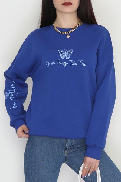 3 İplik Şardonlu Baskılı Sweat Saksbebemavi - 42611.1878.