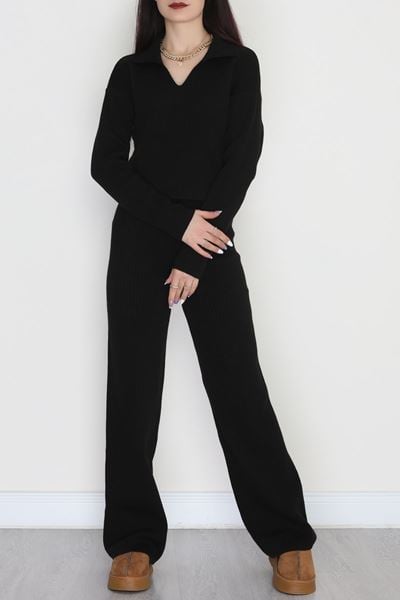 Polo Yaka Triko İkili Takım Siyah - 9191.1765.