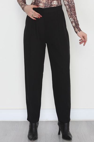 Önden Pileli Havuç Pantolon Siyah - 80042.0444.