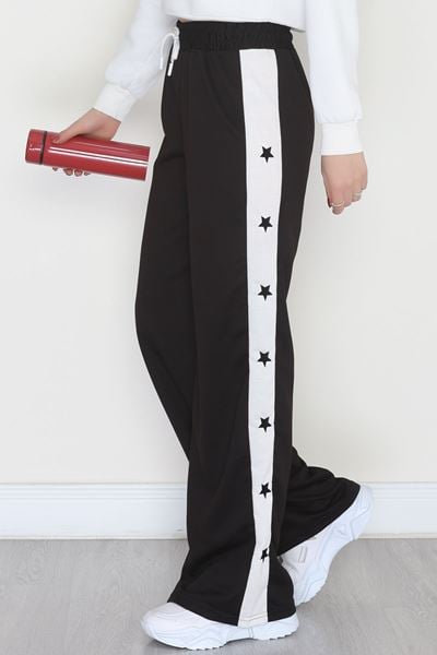 Özel Tasarım Nakışlı 2 İplik Eşofman Altı Siyah - 70159.1857.