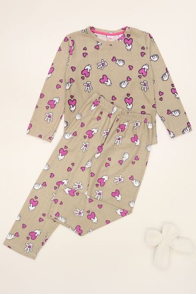 5-8 Yaş Süet Pijama Takımı Sütlükahve - 42205.2028.