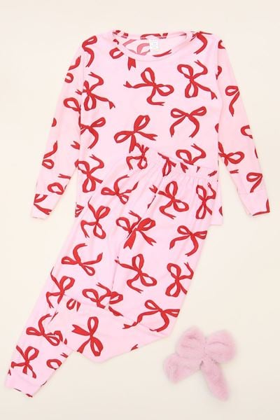 3-14 Yaş Süet Manşetli Alt Üst Aynı Takım Pembe - 410.1287.