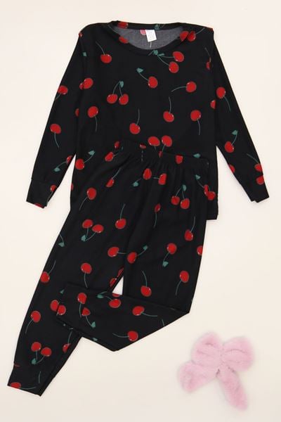 3-14 Yaş Süet Manşetli Alt Üst Aynı Takım Siyahkiraz - 410.1287.