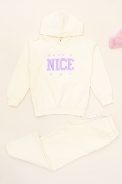 6-9 Yaş Şardonlu Yumoş Kumaş Takım Ekru - 6264359.1576.