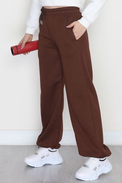 3 İplik Şardonlu Paça Stoperli Eşofman Altı Kahve - 52069.2113.